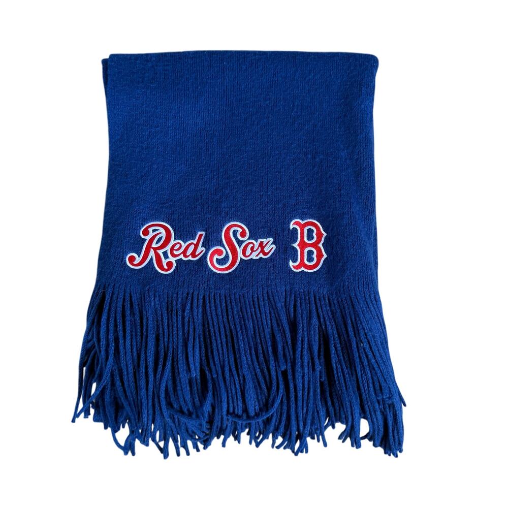 Boston Red Sox Blanket Scarf Wrap Blue With Tassels MLB Baseball Soft Warm